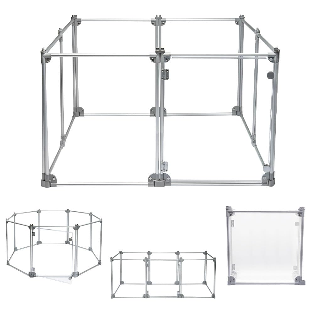 Foldable Dog Playpen Clear Panels Portable Puppy Exercise Fence