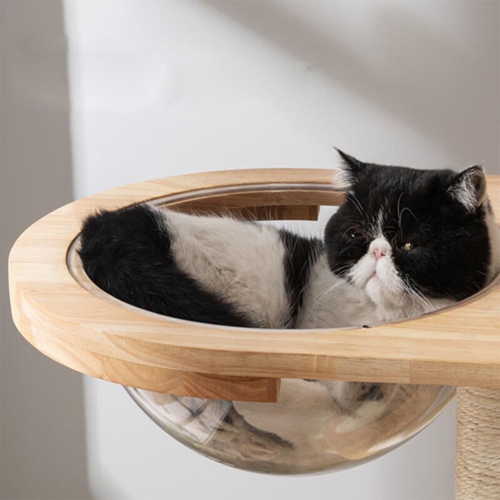 Rattan Cat Tree Tower Scratching Post Hammock Capsule Bed Toy
