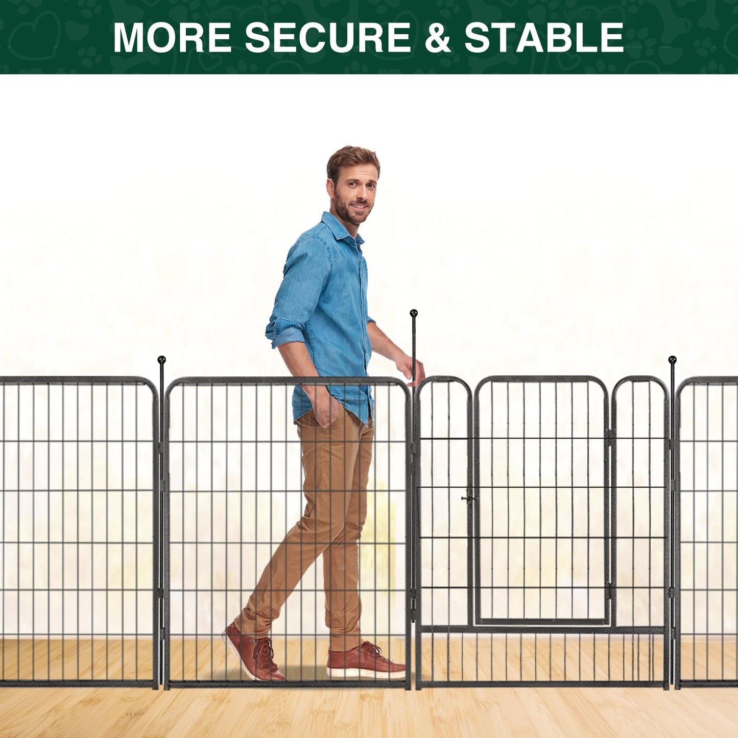 16 Panel Metal Dog Playpen Outdoor Fence with Gate Portable
