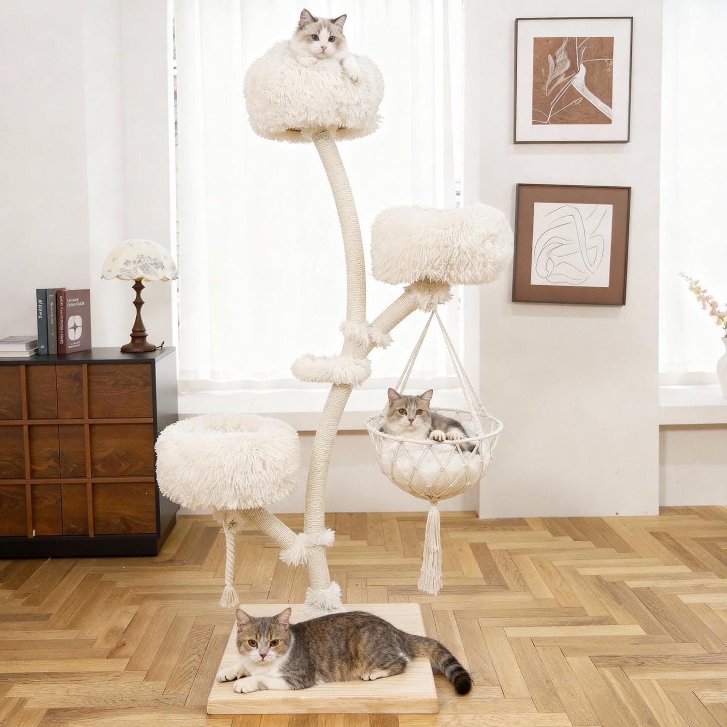 Multi Level Cat Tree Tower Sisal Scratcher Hammock Condo