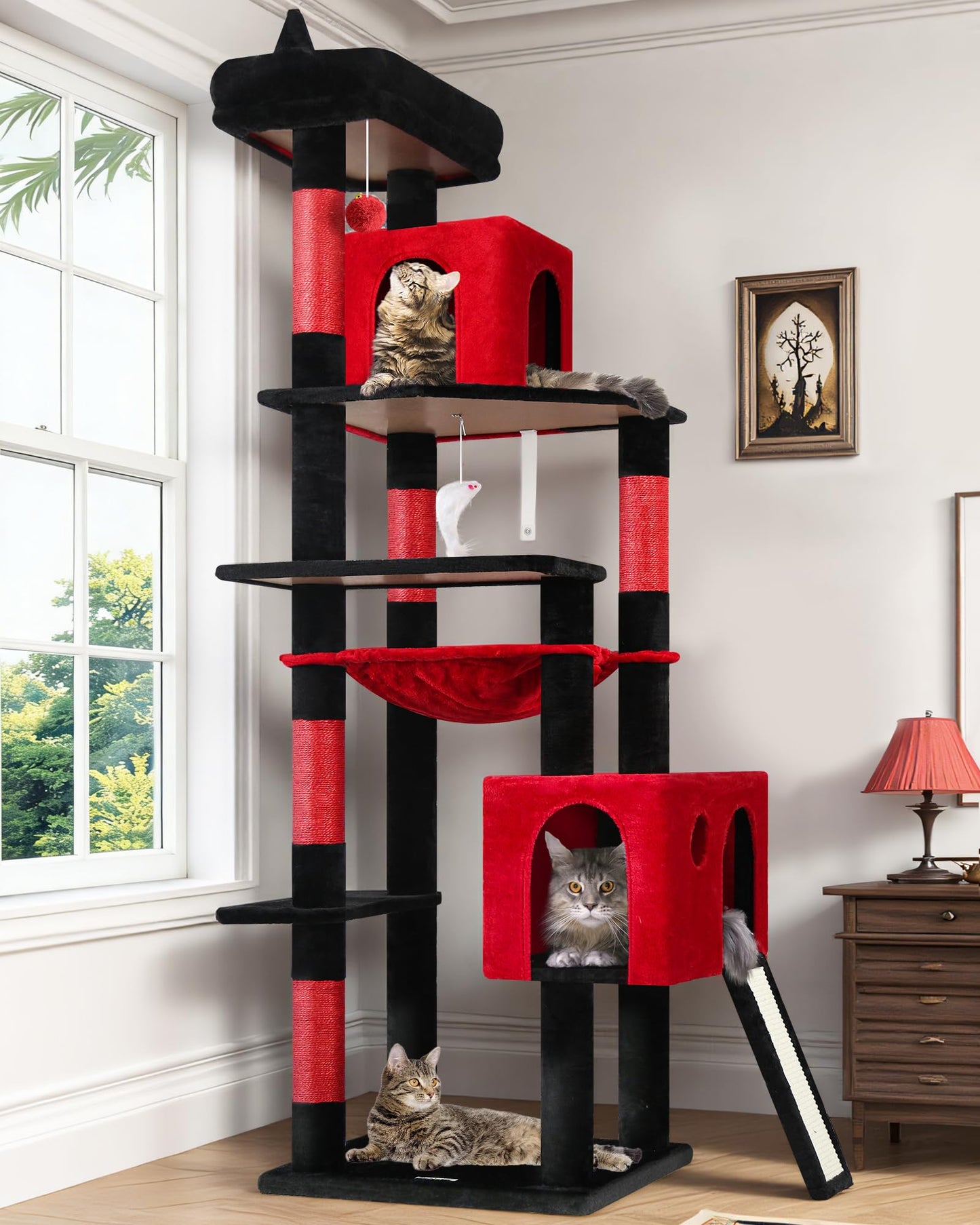 Heavy Duty Cat Tree Tower 70 Inch Scratching Post Hammock Condo