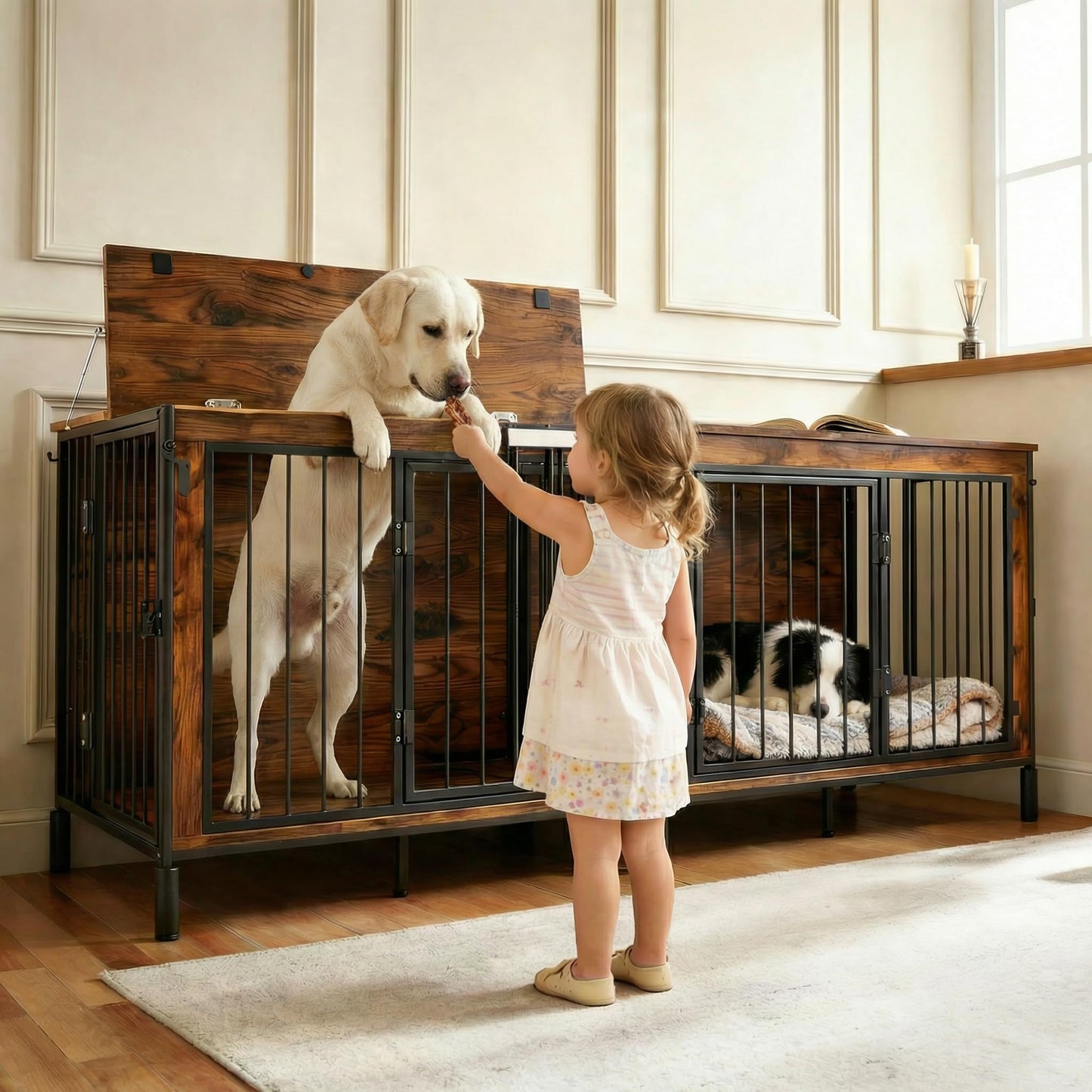 Dog Crate Furniture End Table Wooden Indoor Kennel