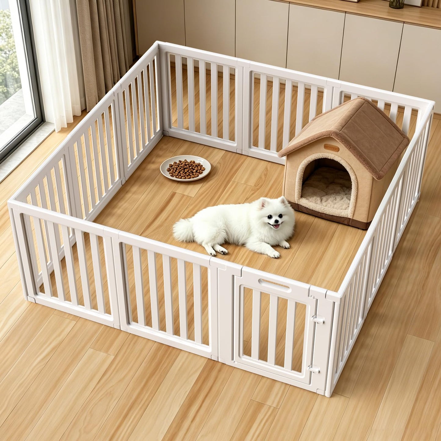 Clear Dog Playpen with Door Indoor Outdoor Puppy Pen Easy Clean