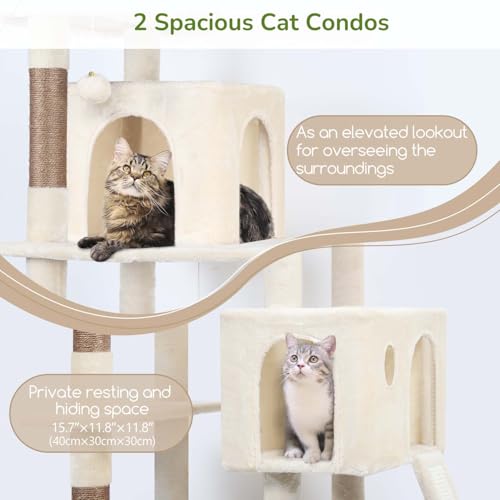 Heavy Duty Cat Tree Tower 70 Inch Scratching Post Hammock Condo