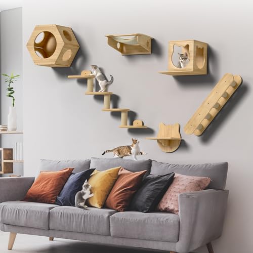 Wall Mounted Cat Furniture Climbing Shelves Hammock Bridge Bed