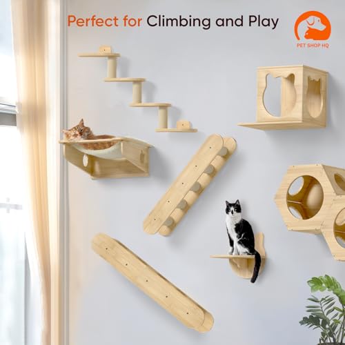 Wall Mounted Cat Furniture Climbing Shelves Hammock Bridge Bed