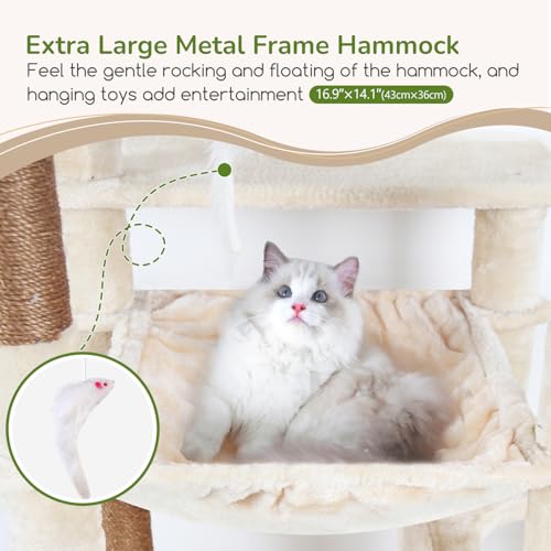 Heavy Duty Cat Tree Tower 70 Inch Scratching Post Hammock Condo