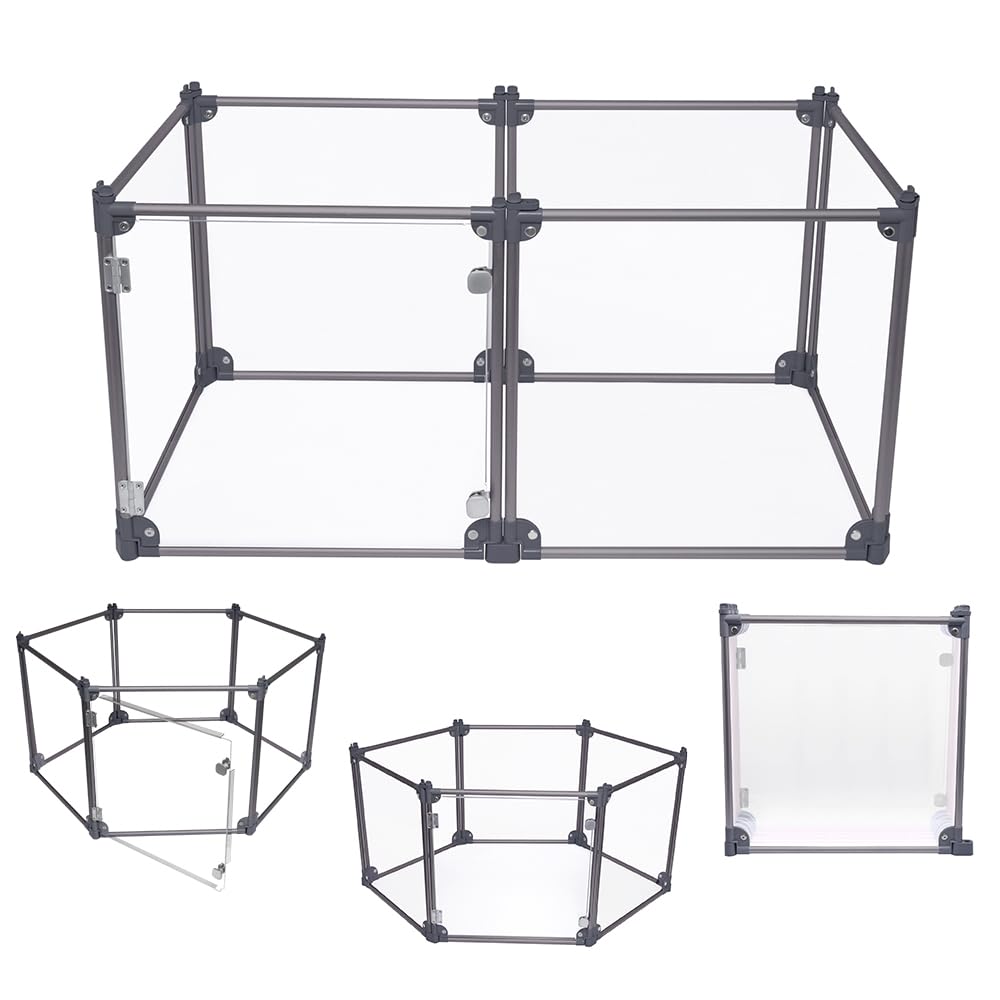 Foldable Dog Playpen Clear Panels Portable Puppy Exercise Fence