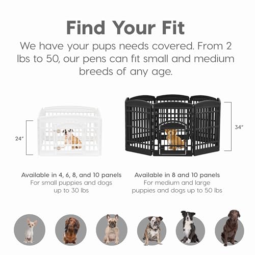 8 Panel Dog Playpen 34 Inch Tall Foldable Indoor Outdoor Enclosure