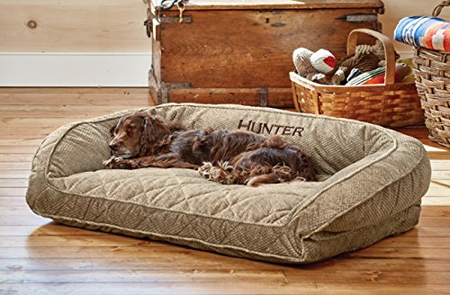Orvis ComfortFill-Eco Bolster Dog Bed - Plush Rectangular Dog Beds with Three-Sided Bolster for Leaning