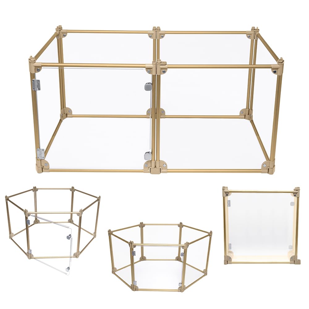 Foldable Dog Playpen Clear Panels Portable Puppy Exercise Fence