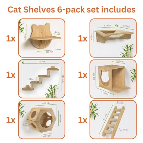 Wall Mounted Cat Furniture Climbing Shelves Hammock Bridge Bed