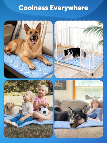 Cooling Dog Mat Arc-Chill Breathable Crate Pad Blue Green