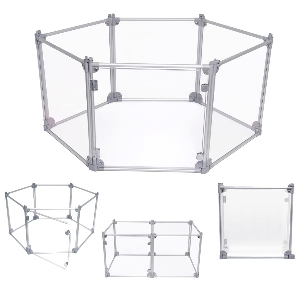 Foldable Dog Playpen Clear Panels Portable Puppy Exercise Fence