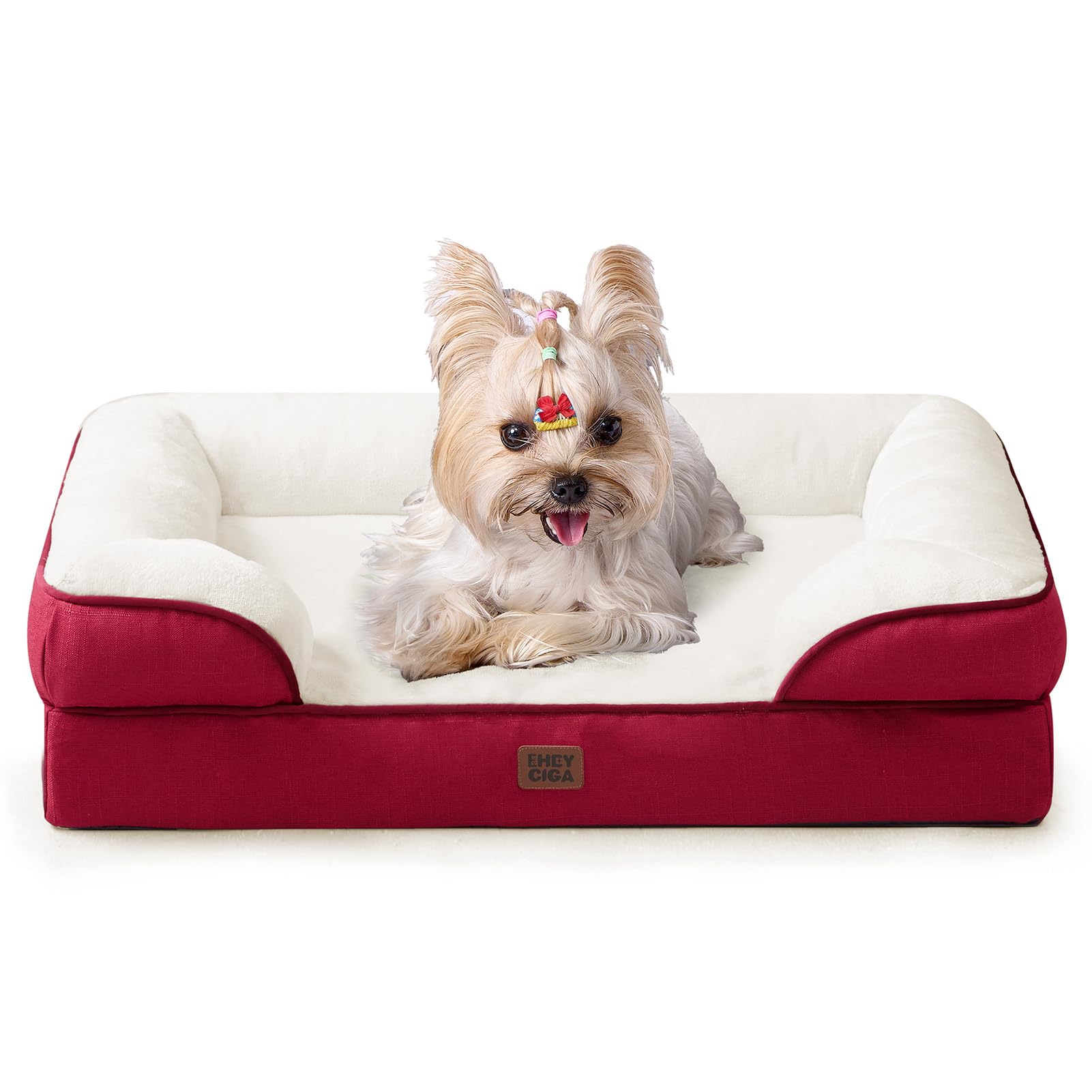 EHEYCIGA Orthopedic Dog Beds for Medium Large Extra Large Dogs, Waterproof Memory Foam XL Dog Bed with Sides, Egg-Crate Foam Couch Bed with Washable Removable Cover