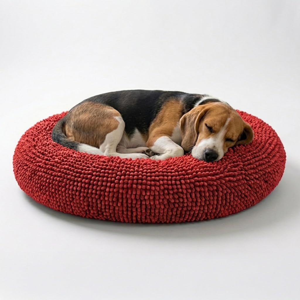 Muddy Mat® Cloud K-9 Bed for Dogs & Cats, Soft & Relaxing Donut Dog Bed, Chenille Material, Removable Cover, Washable & Dryer Safe