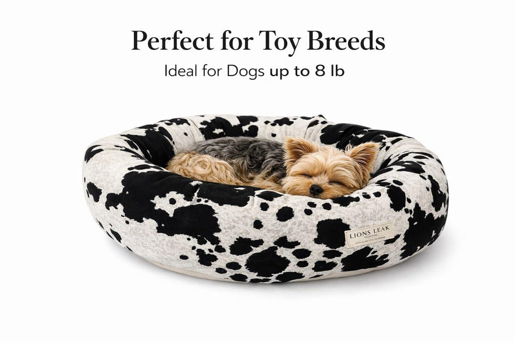 LIONS LEAK Round Dog Bed – Natural Canvas, Removable Washable Cover, Raw Cotton or Latex Fill, Hypoallergenic Non-Toxic, Made in USA