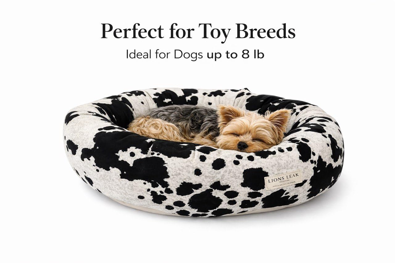 LIONS LEAK Round Dog Bed – Natural Canvas, Removable Washable Cover, Raw Cotton or Latex Fill, Hypoallergenic Non-Toxic, Made in USA