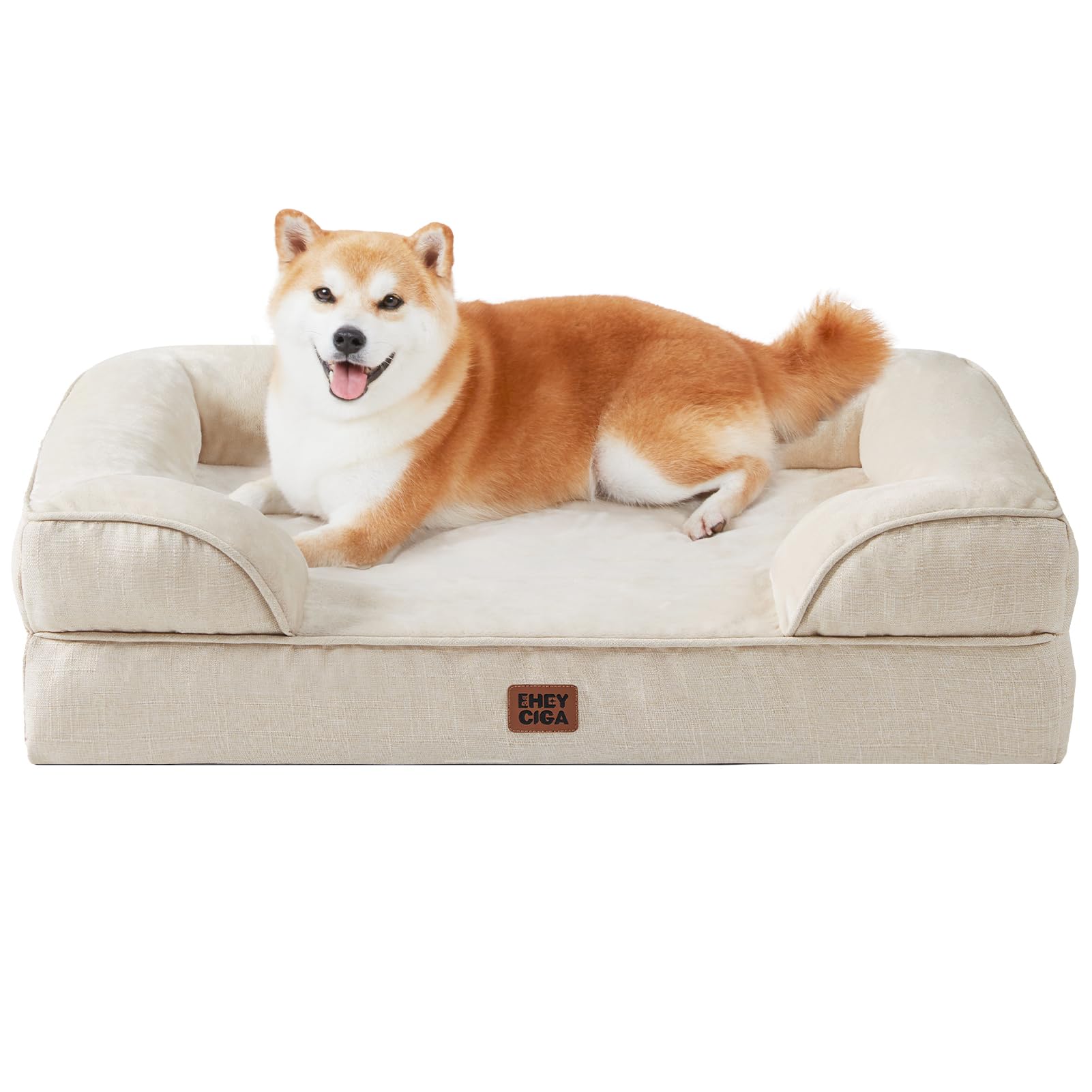 EHEYCIGA Orthopedic Dog Beds for Medium Large Extra Large Dogs, Waterproof Memory Foam XL Dog Bed with Sides, Egg-Crate Foam Couch Bed with Washable Removable Cover