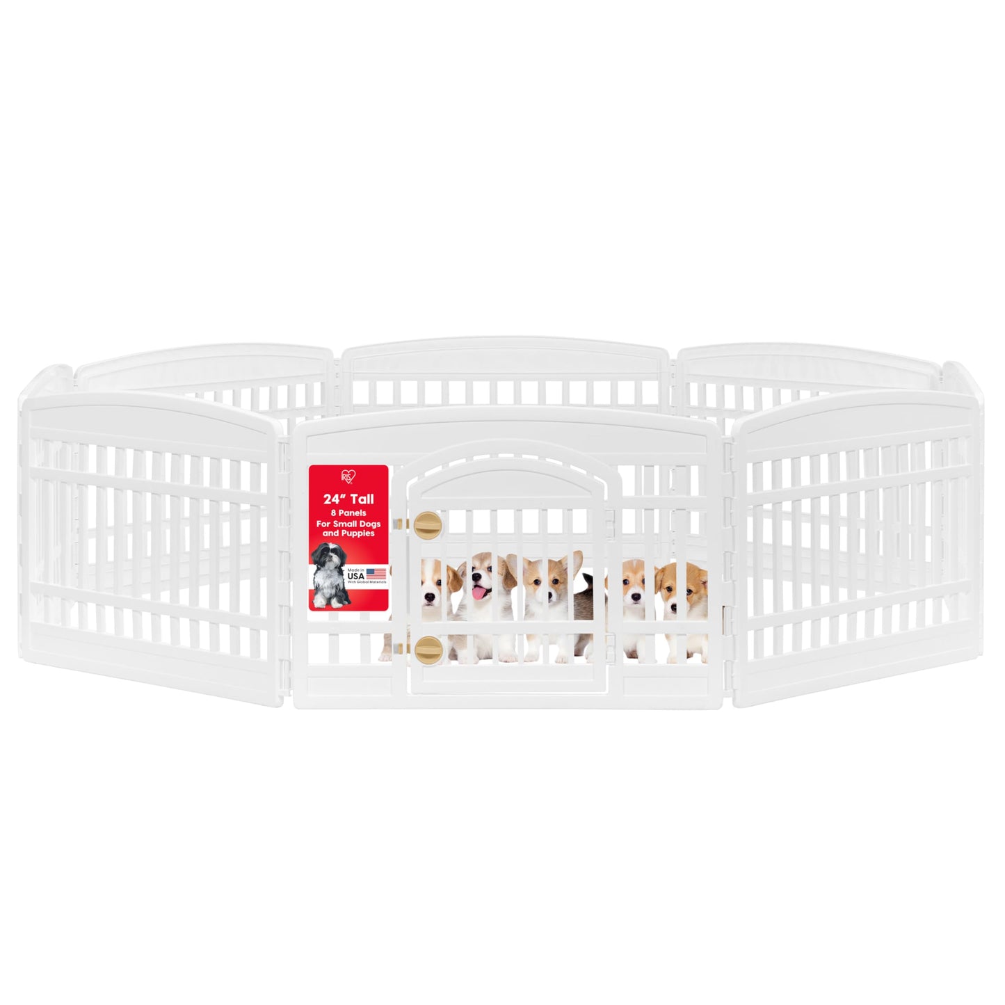 8 Panel Dog Playpen 34 Inch Tall Foldable Indoor Outdoor Enclosure