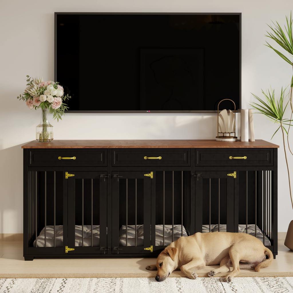 Indoor Dog Crate Furniture Wooden Kennel Dividers Drawers
