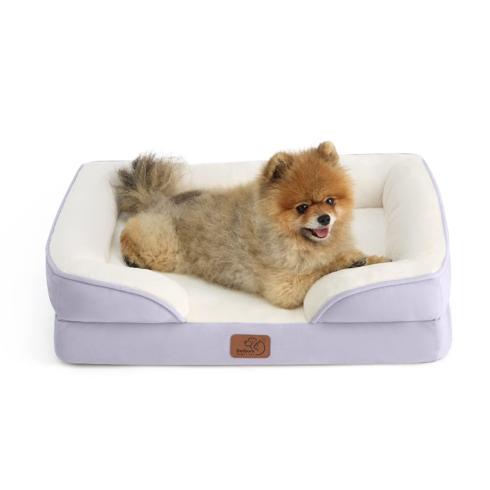 Bedsure Orthopedic Dog Bed - Washable Bolster Dog Cat Sofa Beds, Supportive Foam Pet Couch Bed with Removable Washable Cover, Waterproof Lining and Nonskid Bottom