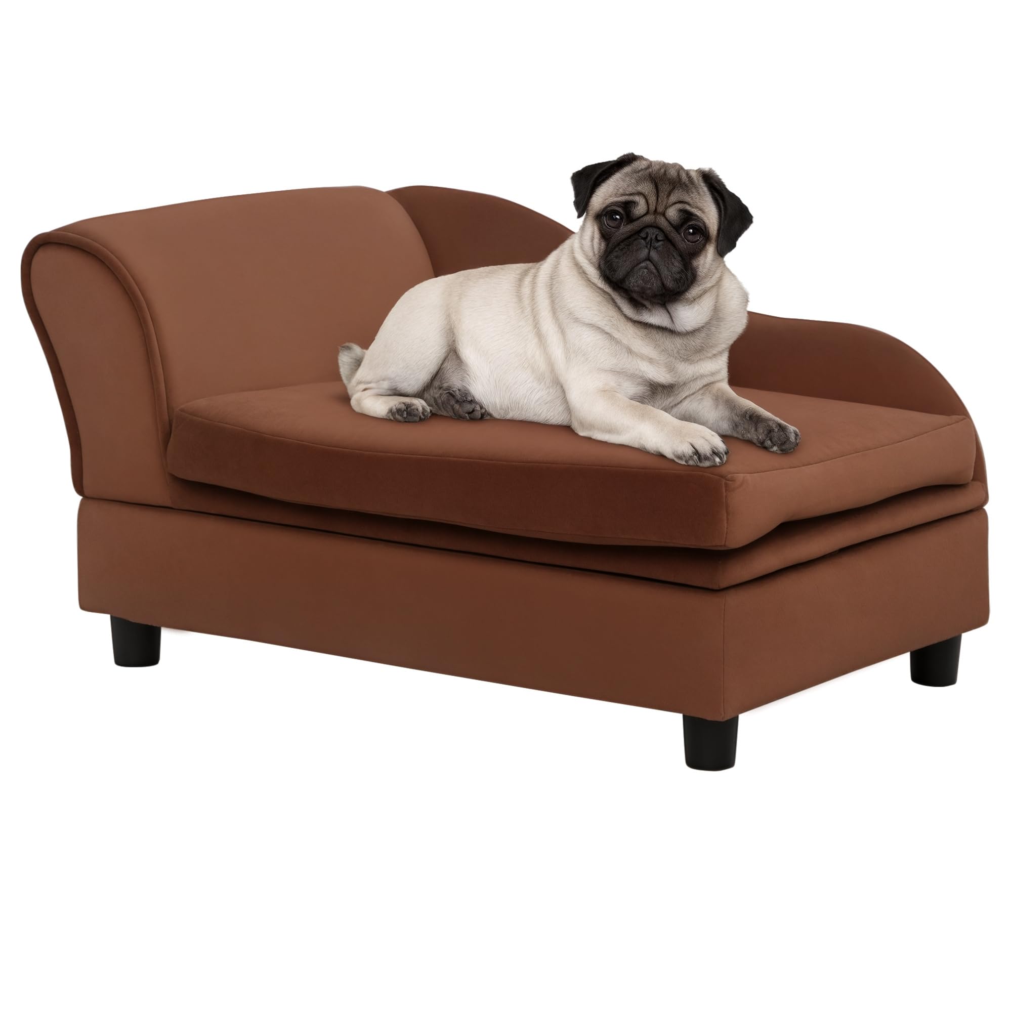 PawHut Luxury Fancy Dog Couch with Hidden Storage, Small Dog Sofa Bed with 2" Soft Foam, Modern Pet Furniture for Puppies & Little Breeds