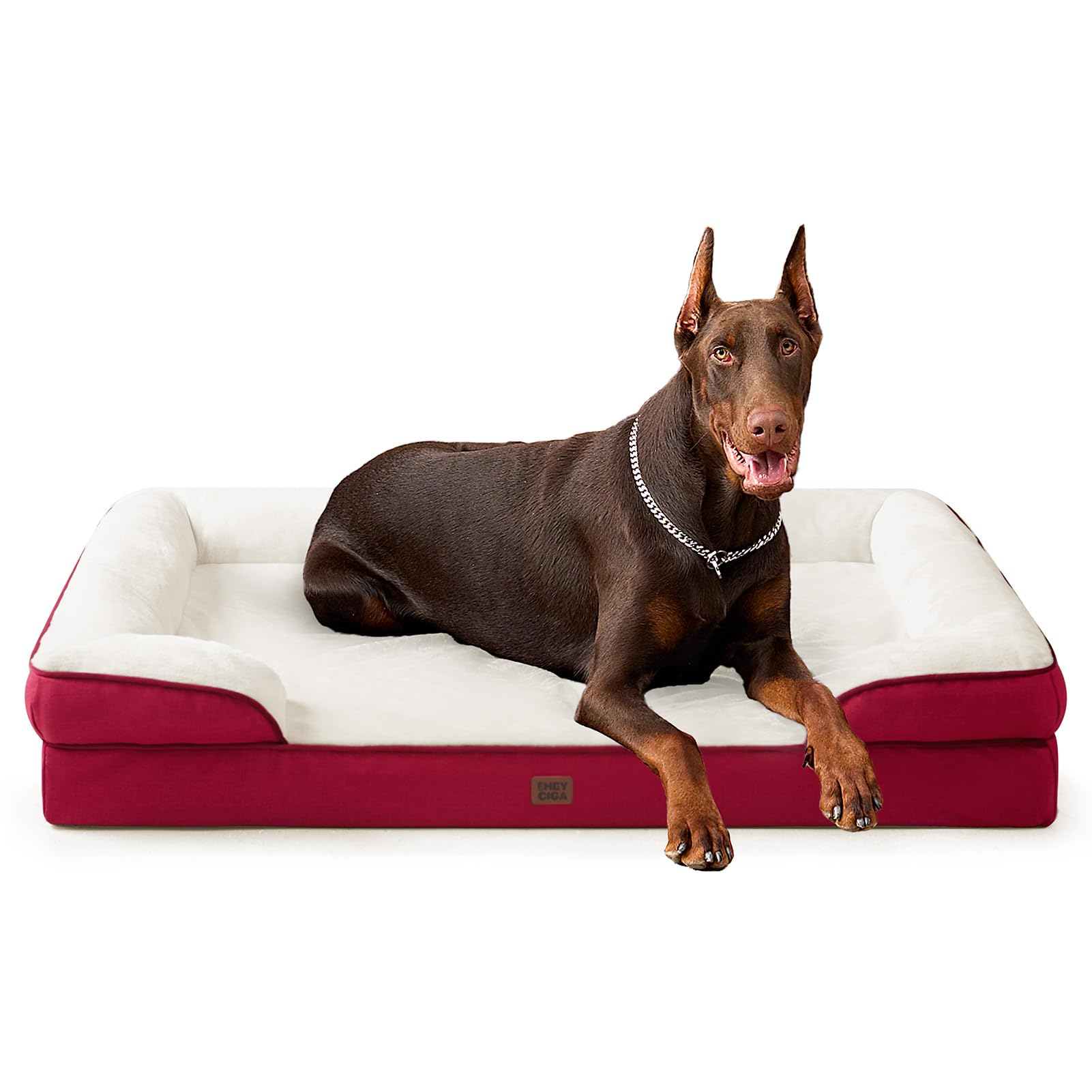EHEYCIGA Orthopedic Dog Beds for Medium Large Extra Large Dogs, Waterproof Memory Foam XL Dog Bed with Sides, Egg-Crate Foam Couch Bed with Washable Removable Cover