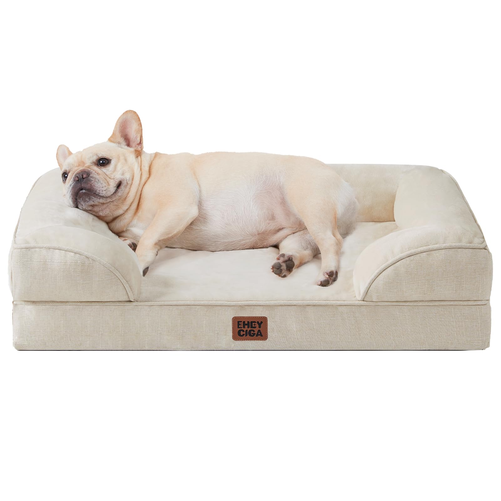 EHEYCIGA Orthopedic Dog Beds for Medium Large Extra Large Dogs, Waterproof Memory Foam XL Dog Bed with Sides, Egg-Crate Foam Couch Bed with Washable Removable Cover
