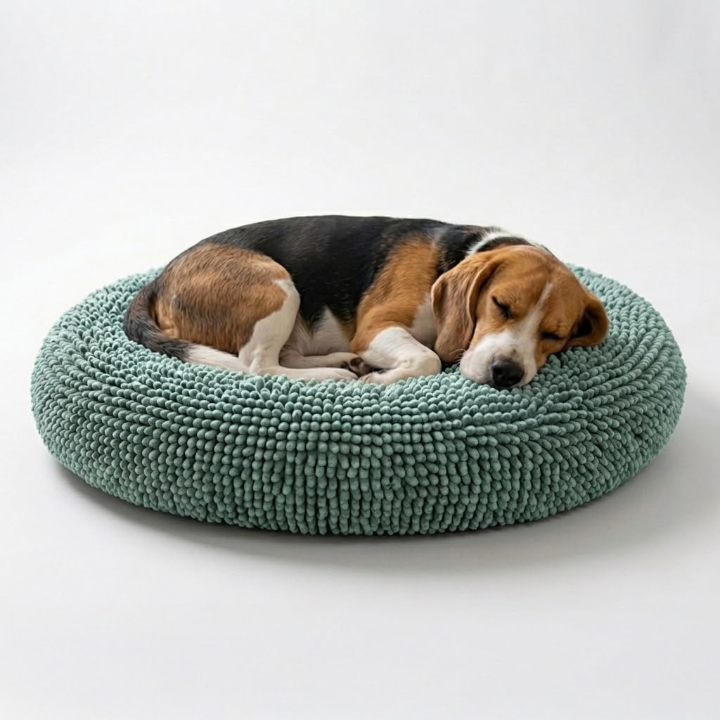Muddy Mat® Cloud K-9 Bed for Dogs & Cats, Soft & Relaxing Donut Dog Bed, Chenille Material, Removable Cover, Washable & Dryer Safe