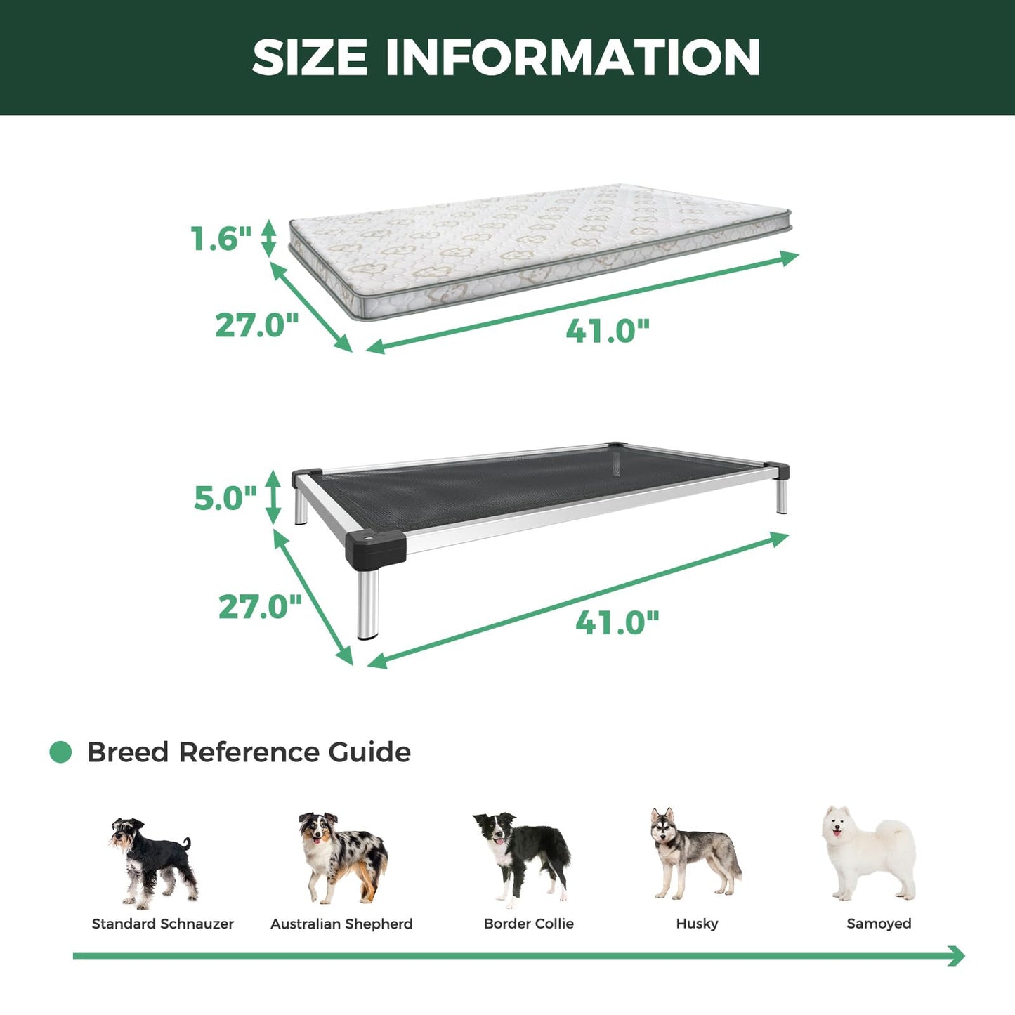 Chew Proof Elevated Dog Bed Raised Cooling Cot Waterproof