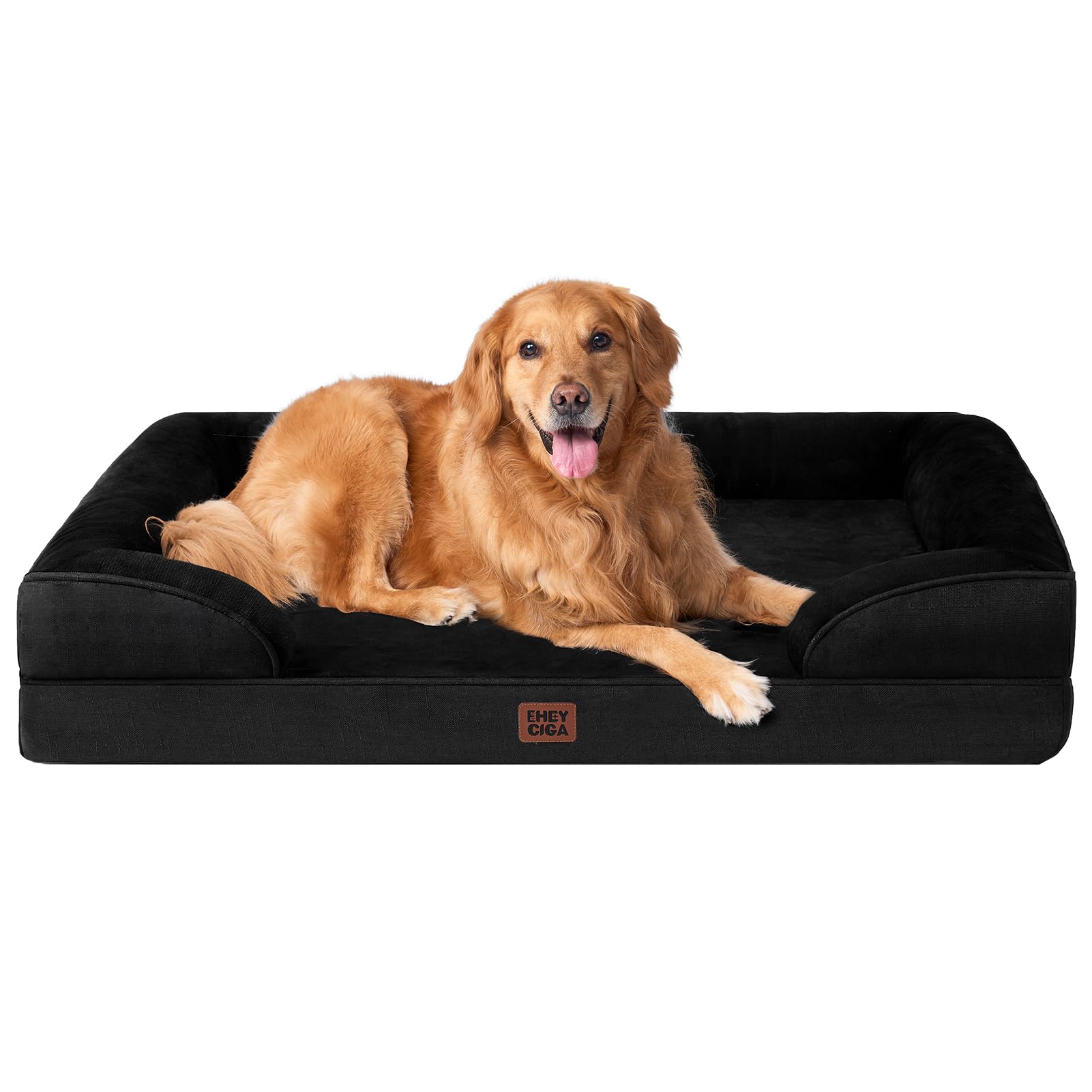 EHEYCIGA Orthopedic Dog Beds for Medium Large Extra Large Dogs, Waterproof Memory Foam XL Dog Bed with Sides, Egg-Crate Foam Couch Bed with Washable Removable Cover