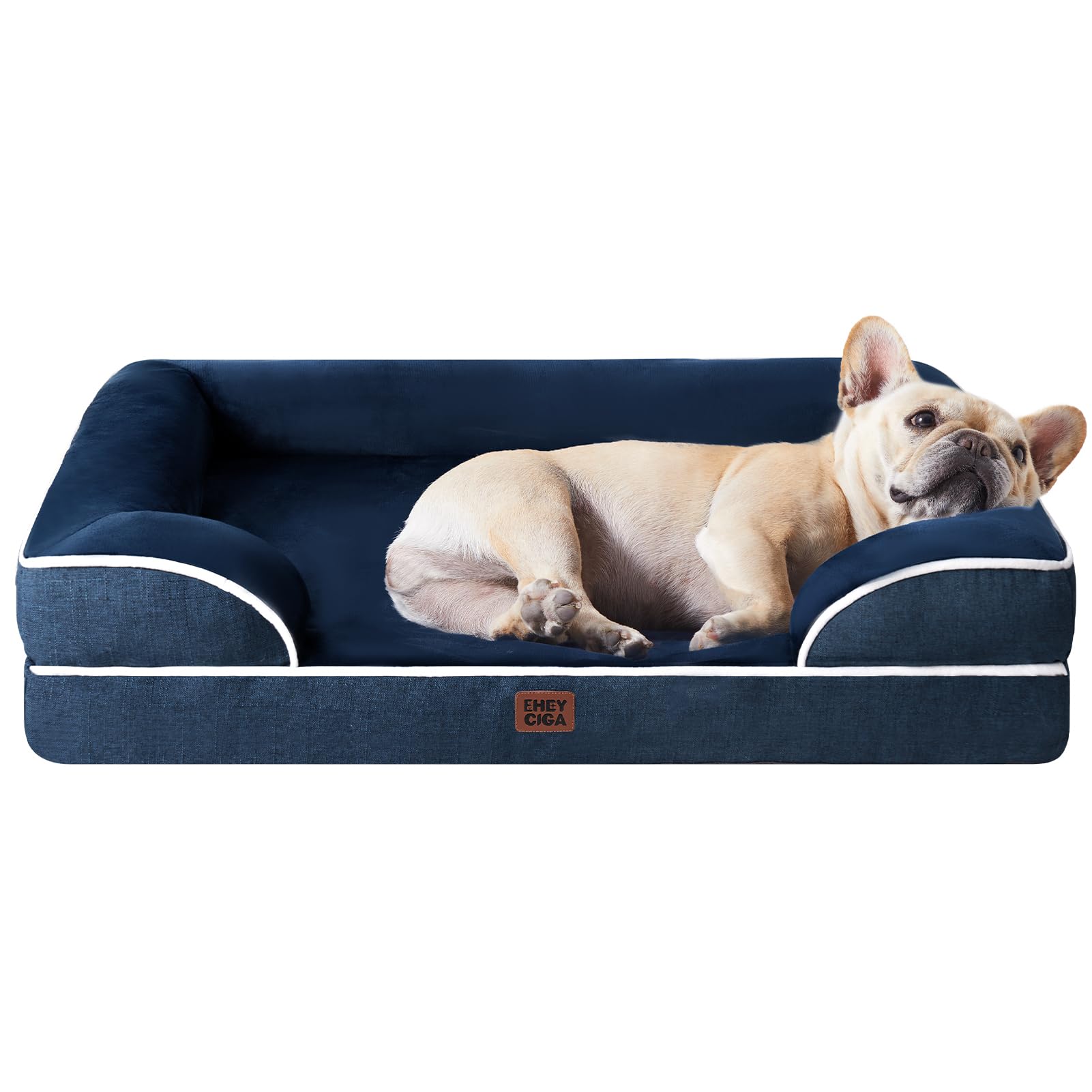 EHEYCIGA Orthopedic Dog Beds for Medium Large Extra Large Dogs, Waterproof Memory Foam XL Dog Bed with Sides, Egg-Crate Foam Couch Bed with Washable Removable Cover