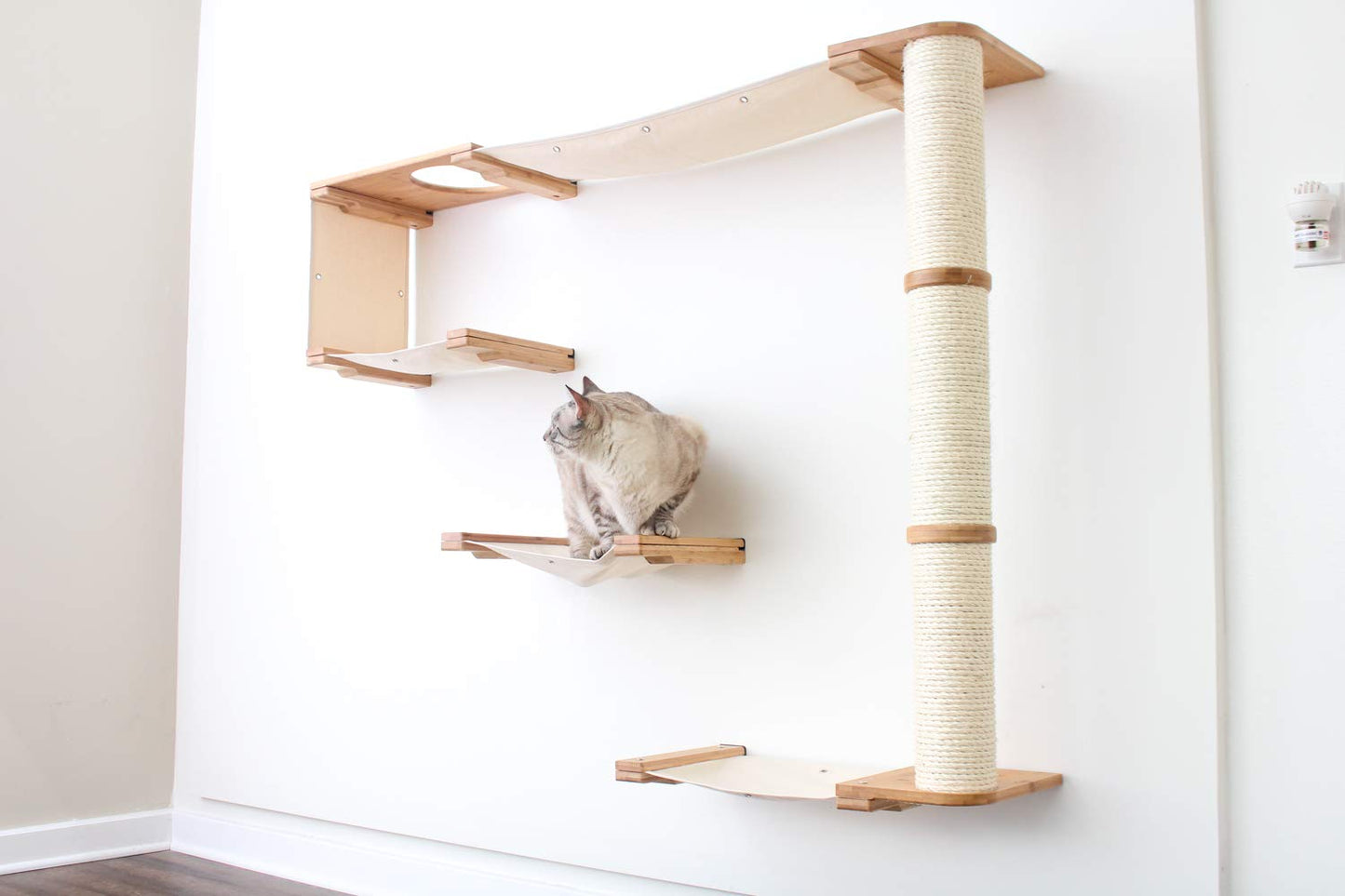 Modern Cat Condo Wall Bridge Hammock Scratching Poles