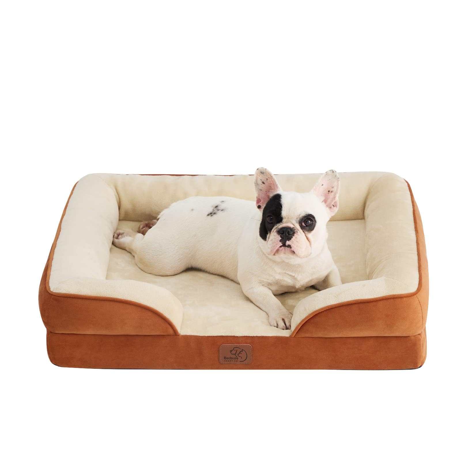 Bedsure Orthopedic Dog Bed - Washable Bolster Dog Cat Sofa Beds, Supportive Foam Pet Couch Bed with Removable Washable Cover, Waterproof Lining and Nonskid Bottom