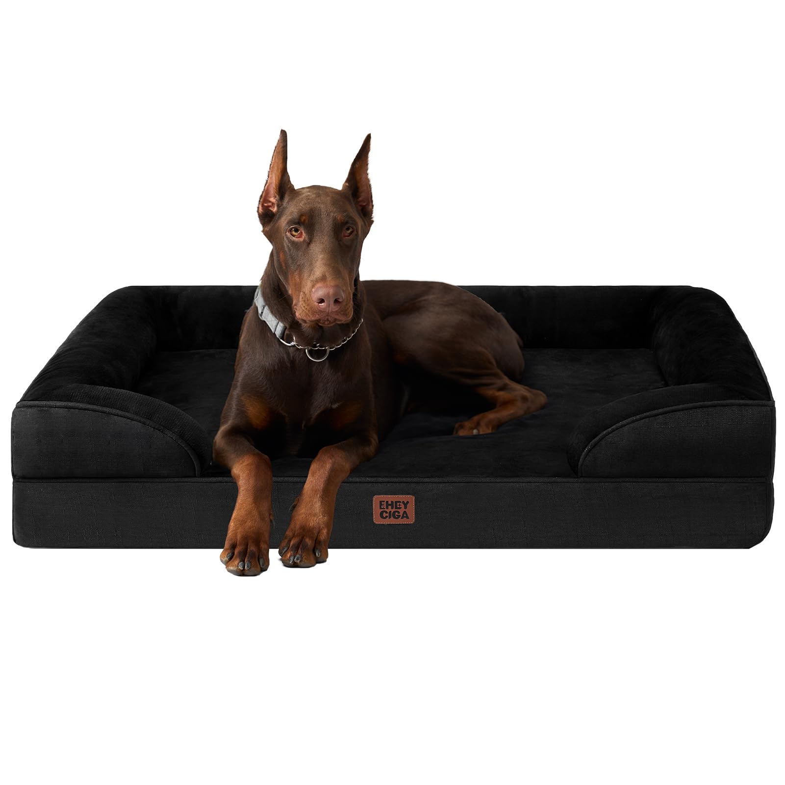 EHEYCIGA Orthopedic Dog Beds for Medium Large Extra Large Dogs, Waterproof Memory Foam XL Dog Bed with Sides, Egg-Crate Foam Couch Bed with Washable Removable Cover
