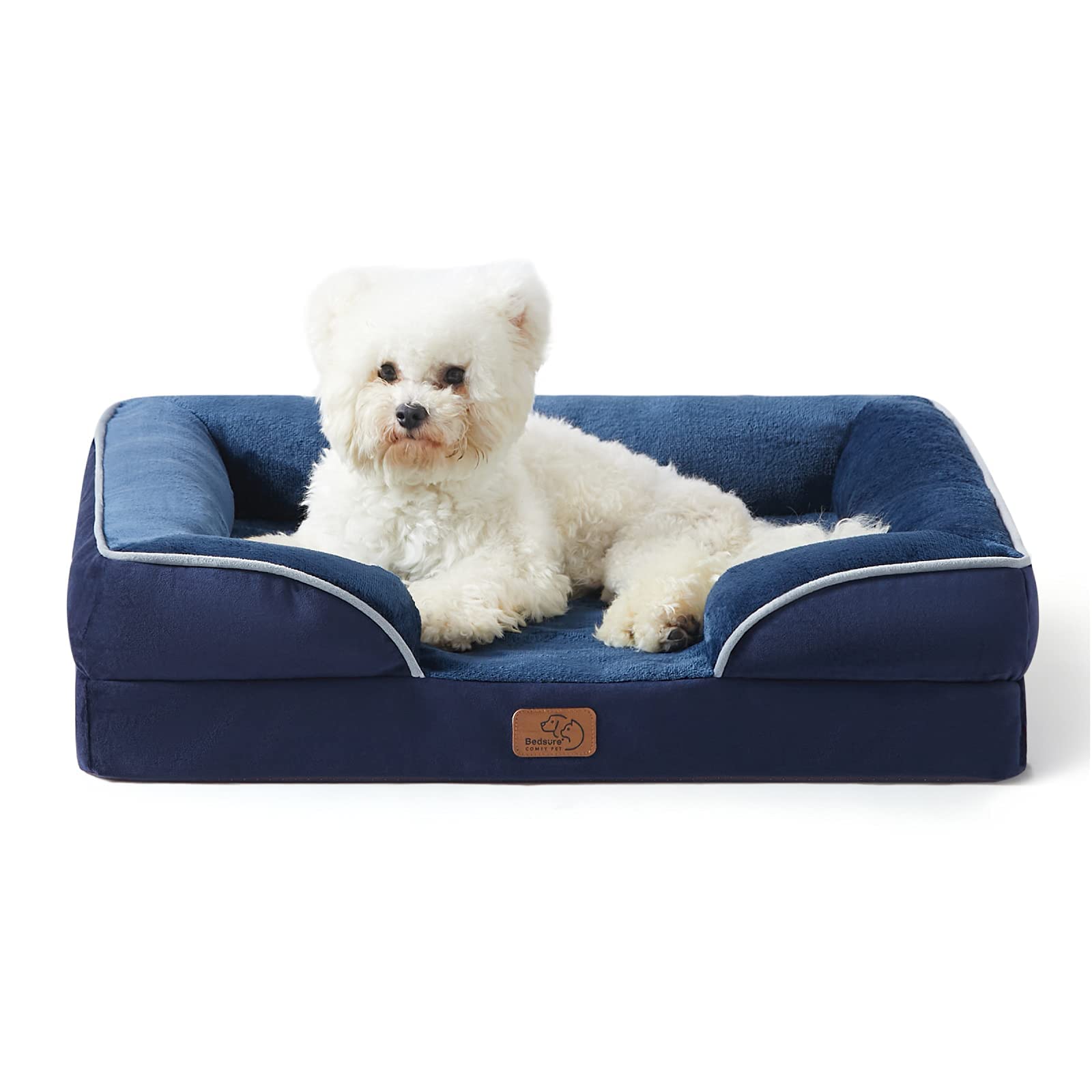 Bedsure Orthopedic Dog Bed - Washable Bolster Dog Cat Sofa Beds, Supportive Foam Pet Couch Bed with Removable Washable Cover, Waterproof Lining and Nonskid Bottom