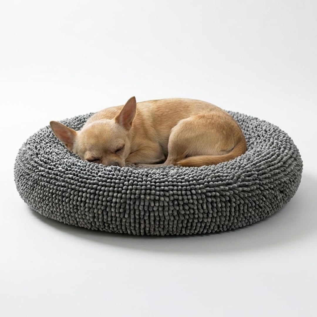 Muddy Mat® Cloud K-9 Bed for Dogs & Cats, Soft & Relaxing Donut Dog Bed, Chenille Material, Removable Cover, Washable & Dryer Safe