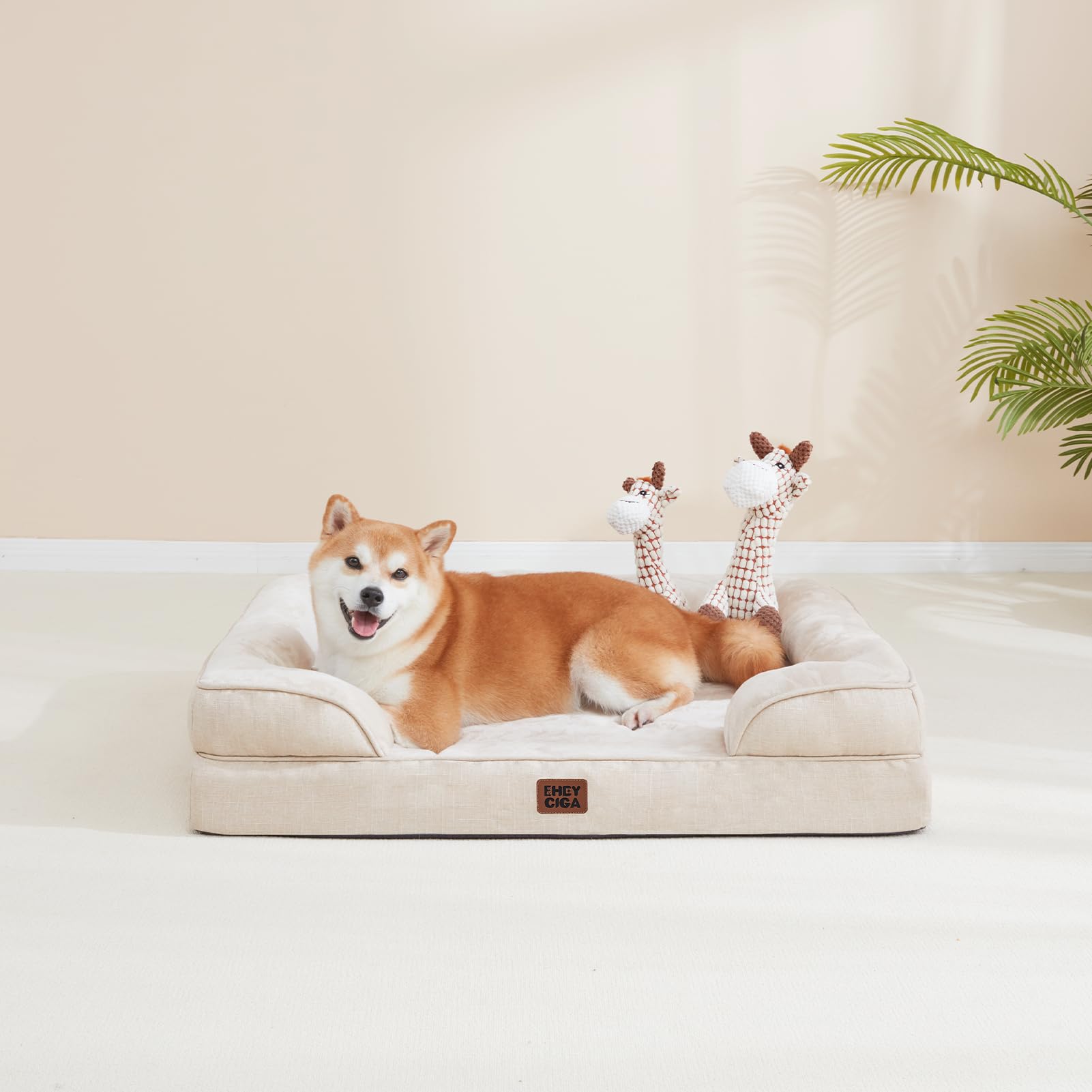 EHEYCIGA Orthopedic Dog Beds for Medium Large Extra Large Dogs, Waterproof Memory Foam XL Dog Bed with Sides, Egg-Crate Foam Couch Bed with Washable Removable Cover