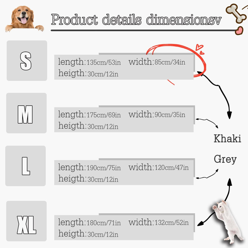 CUIYMXSC Human Dog Bed, Orthopaedic Dog Bed Outdoor Dog Bed, Pet Beds for Dogs, Human Dog Bed for People Adults Extra Large Human Sized Dog Bed (Grey L)