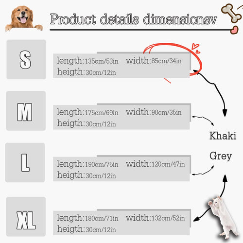 CUIYMXSC Human Dog Bed, Orthopaedic Dog Bed Outdoor Dog Bed, Pet Beds for Dogs, Human Dog Bed for People Adults Extra Large Human Sized Dog Bed (Grey L)