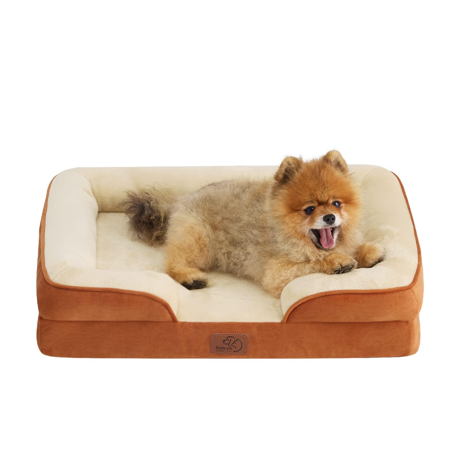 Bedsure Orthopedic Dog Bed - Washable Bolster Dog Cat Sofa Beds, Supportive Foam Pet Couch Bed with Removable Washable Cover, Waterproof Lining and Nonskid Bottom