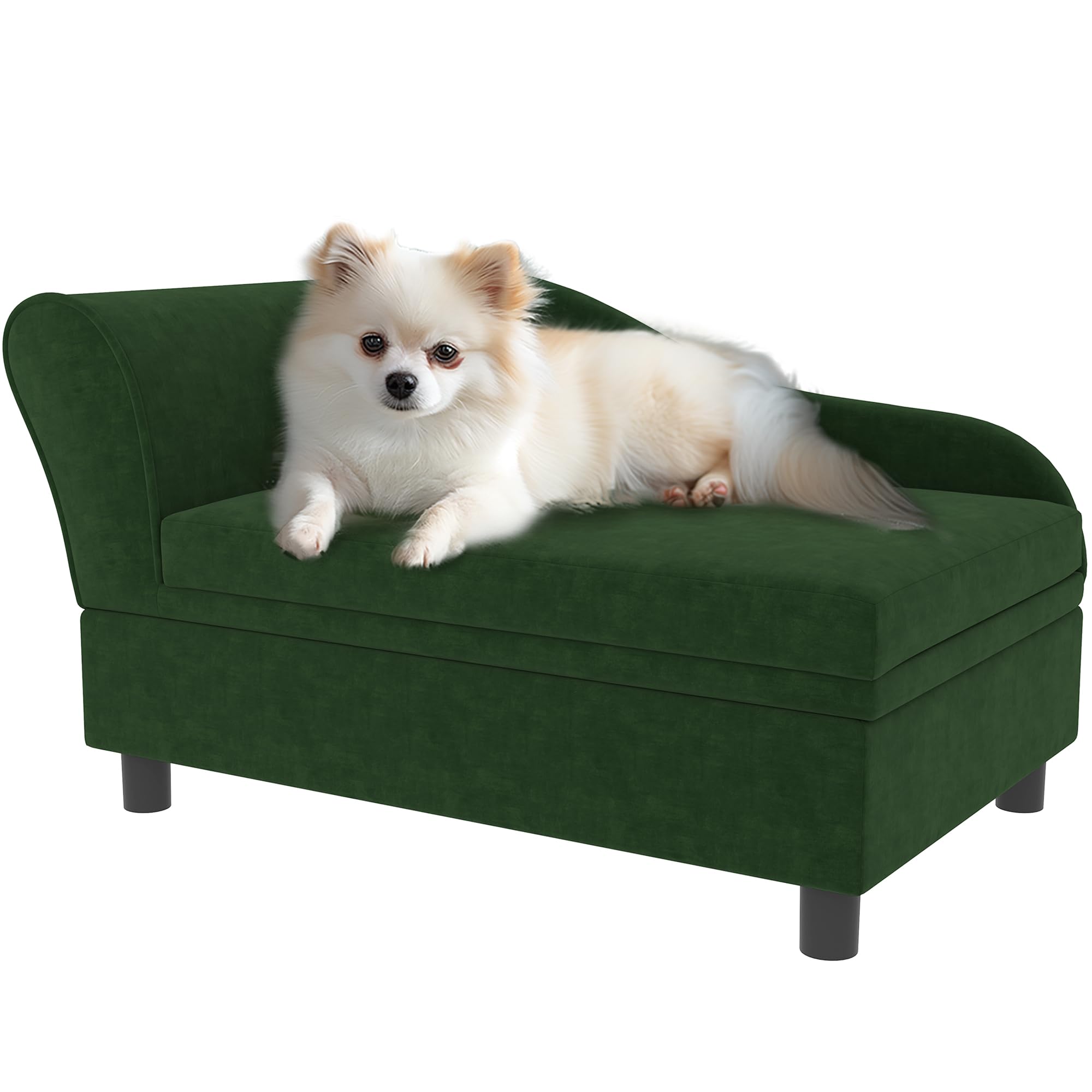 PawHut Luxury Fancy Dog Couch with Hidden Storage, Small Dog Sofa Bed with 2" Soft Foam, Modern Pet Furniture for Puppies & Little Breeds