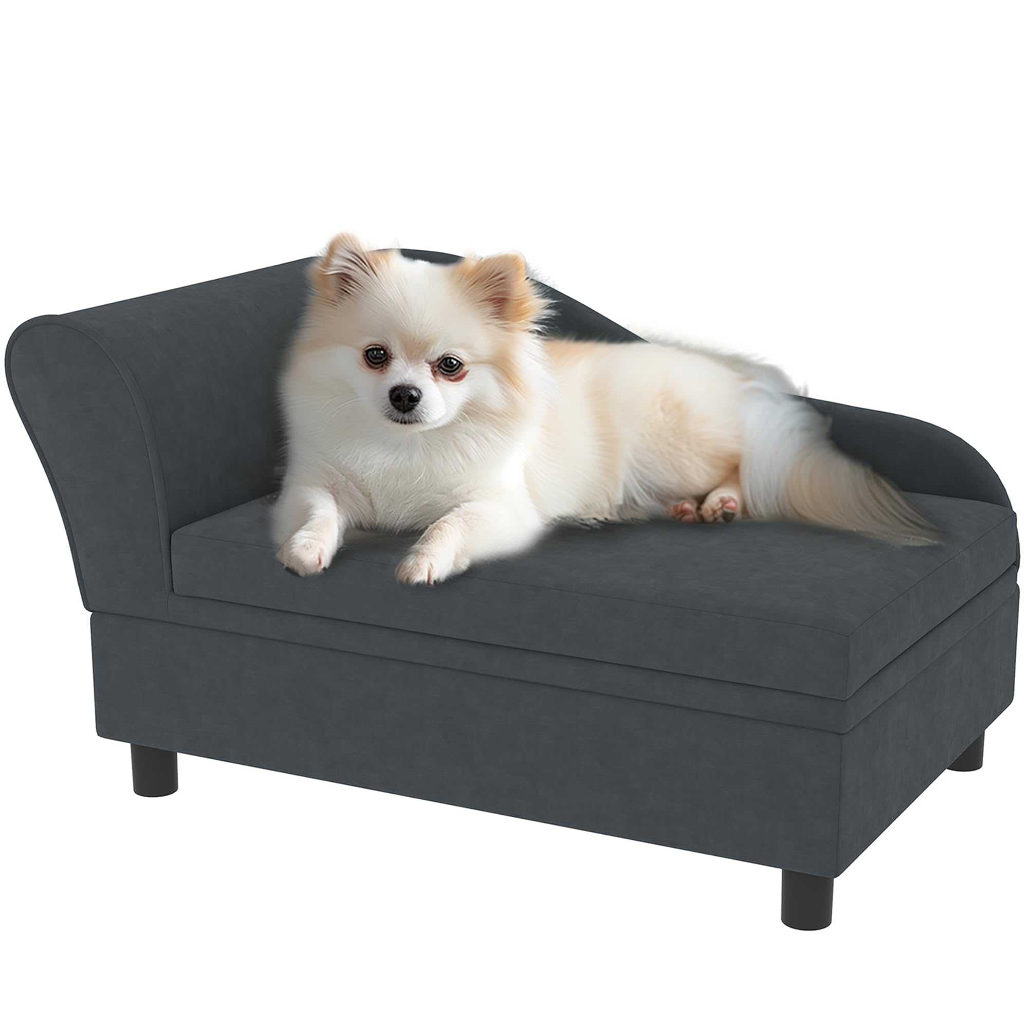 PawHut Luxury Fancy Dog Couch with Hidden Storage, Small Dog Sofa Bed with 2" Soft Foam, Modern Pet Furniture for Puppies & Little Breeds