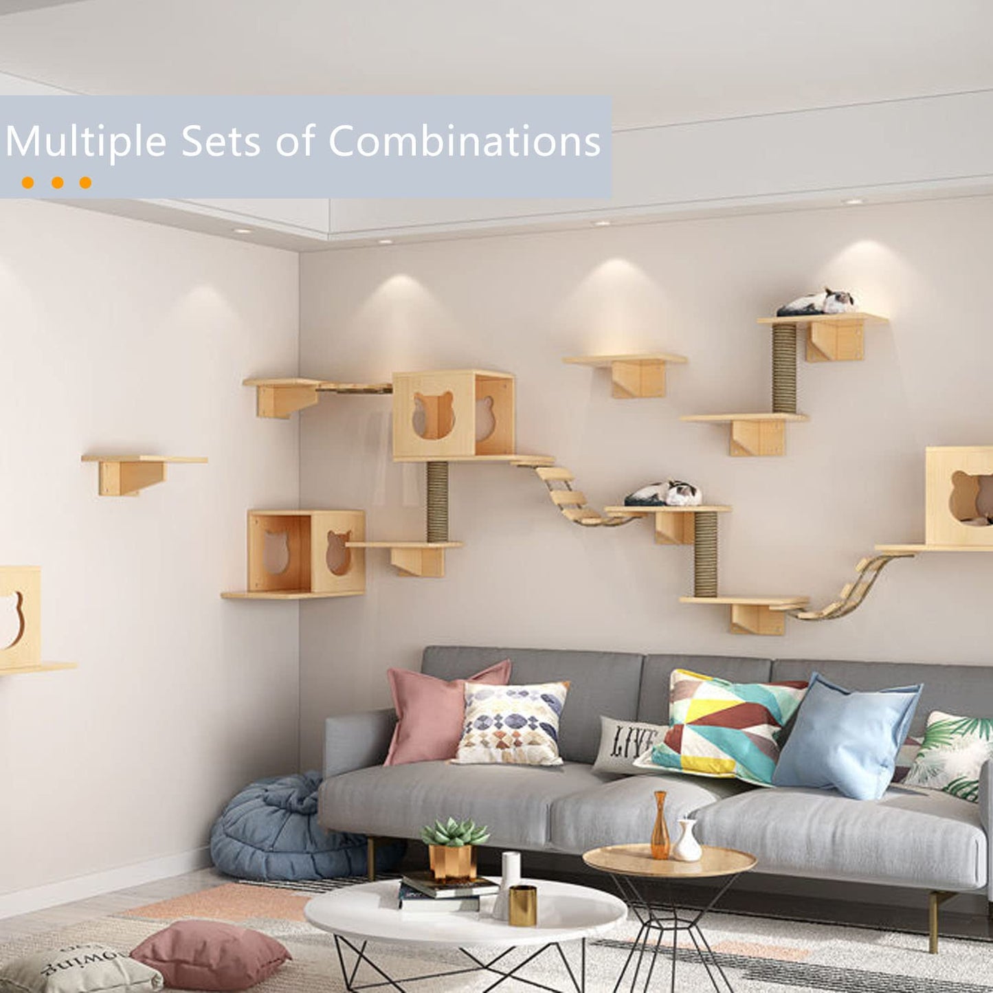 Cat Wall Shelves Furniture Set Condo Perch Bridge Scratcher