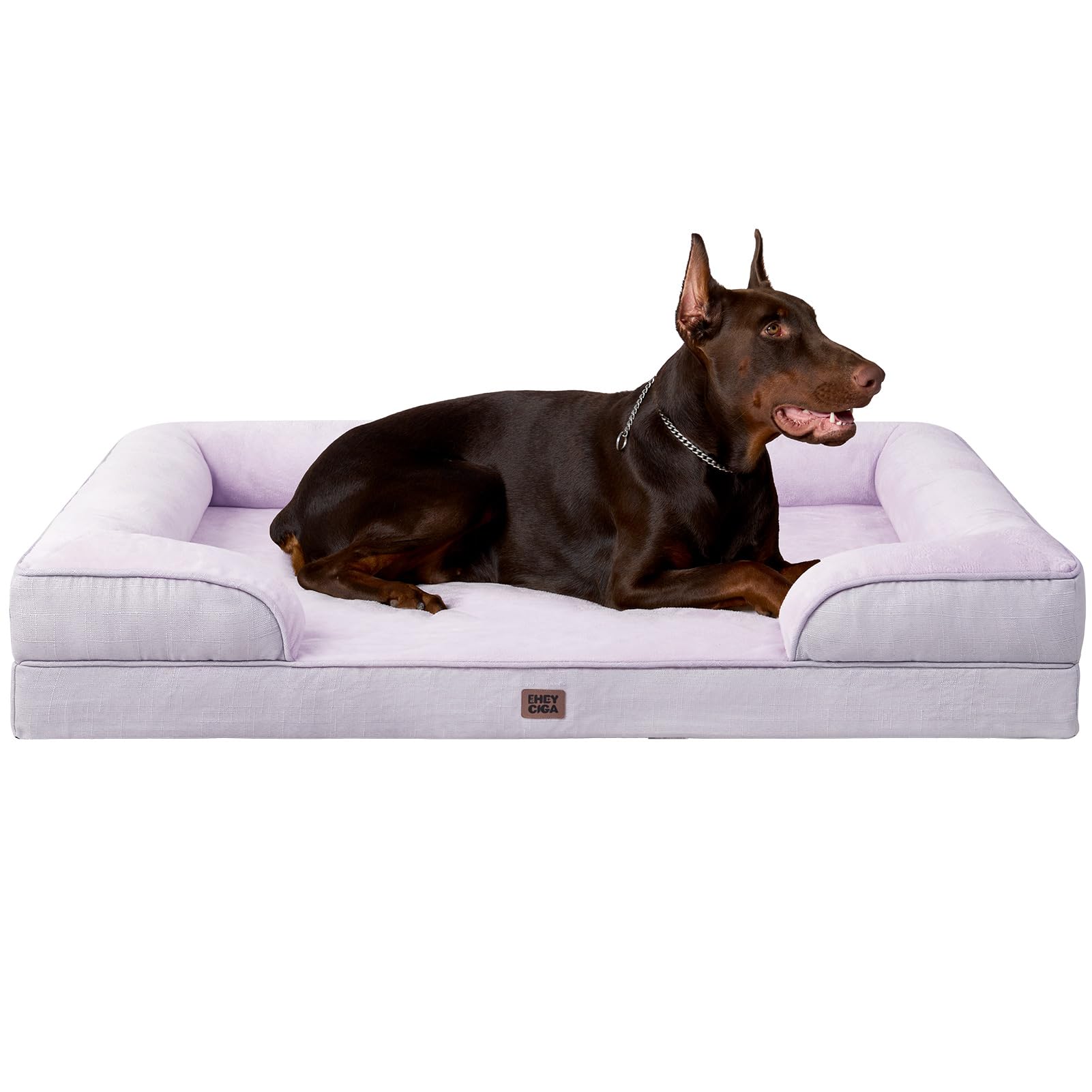 EHEYCIGA Orthopedic Dog Beds for Medium Large Extra Large Dogs, Waterproof Memory Foam XL Dog Bed with Sides, Egg-Crate Foam Couch Bed with Washable Removable Cover