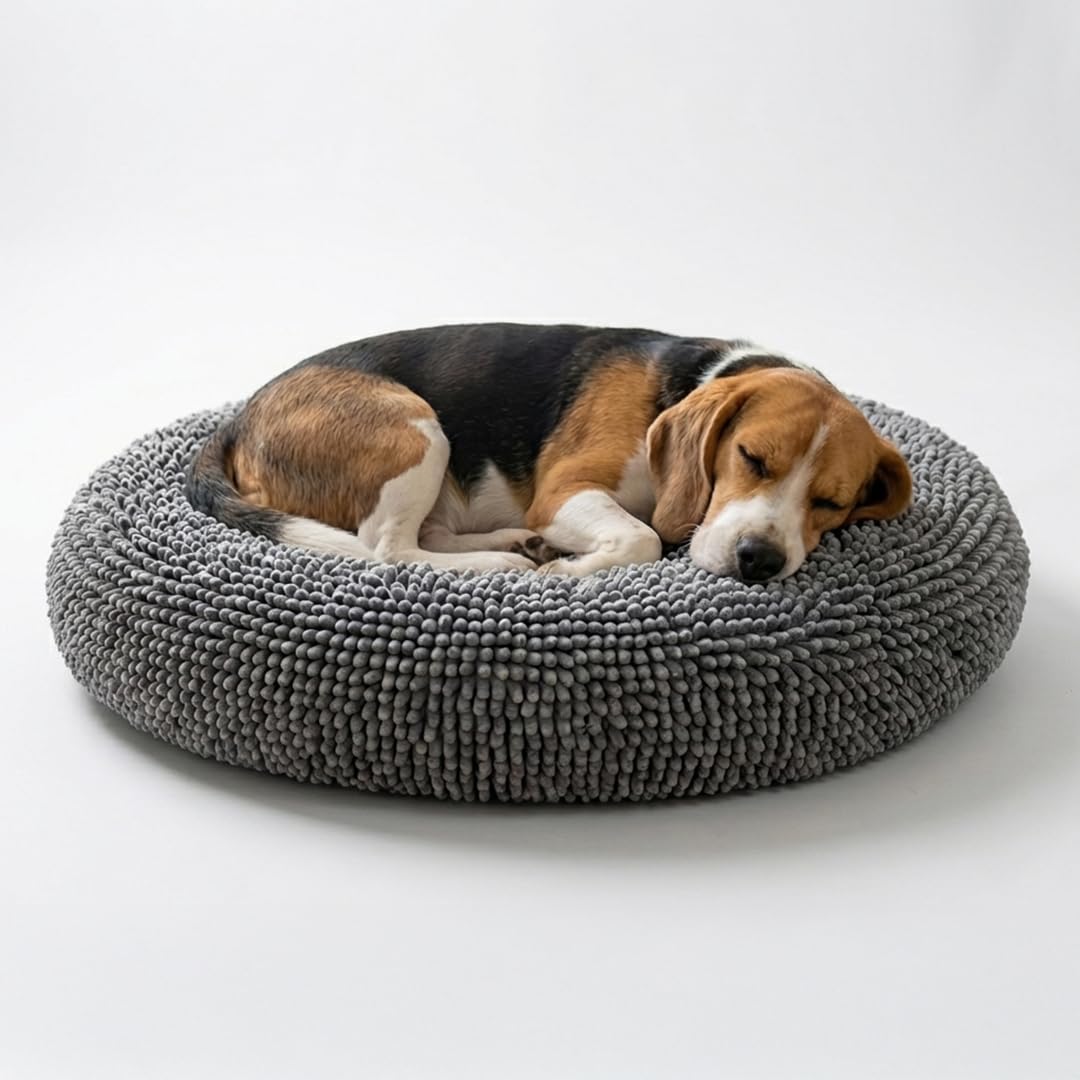 Muddy Mat® Cloud K-9 Bed for Dogs & Cats, Soft & Relaxing Donut Dog Bed, Chenille Material, Removable Cover, Washable & Dryer Safe