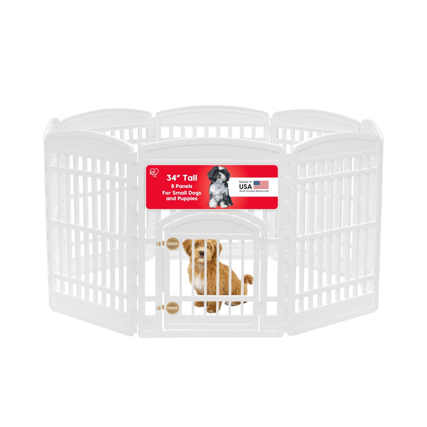 8 Panel Dog Playpen 34 Inch Tall Foldable Indoor Outdoor Enclosure