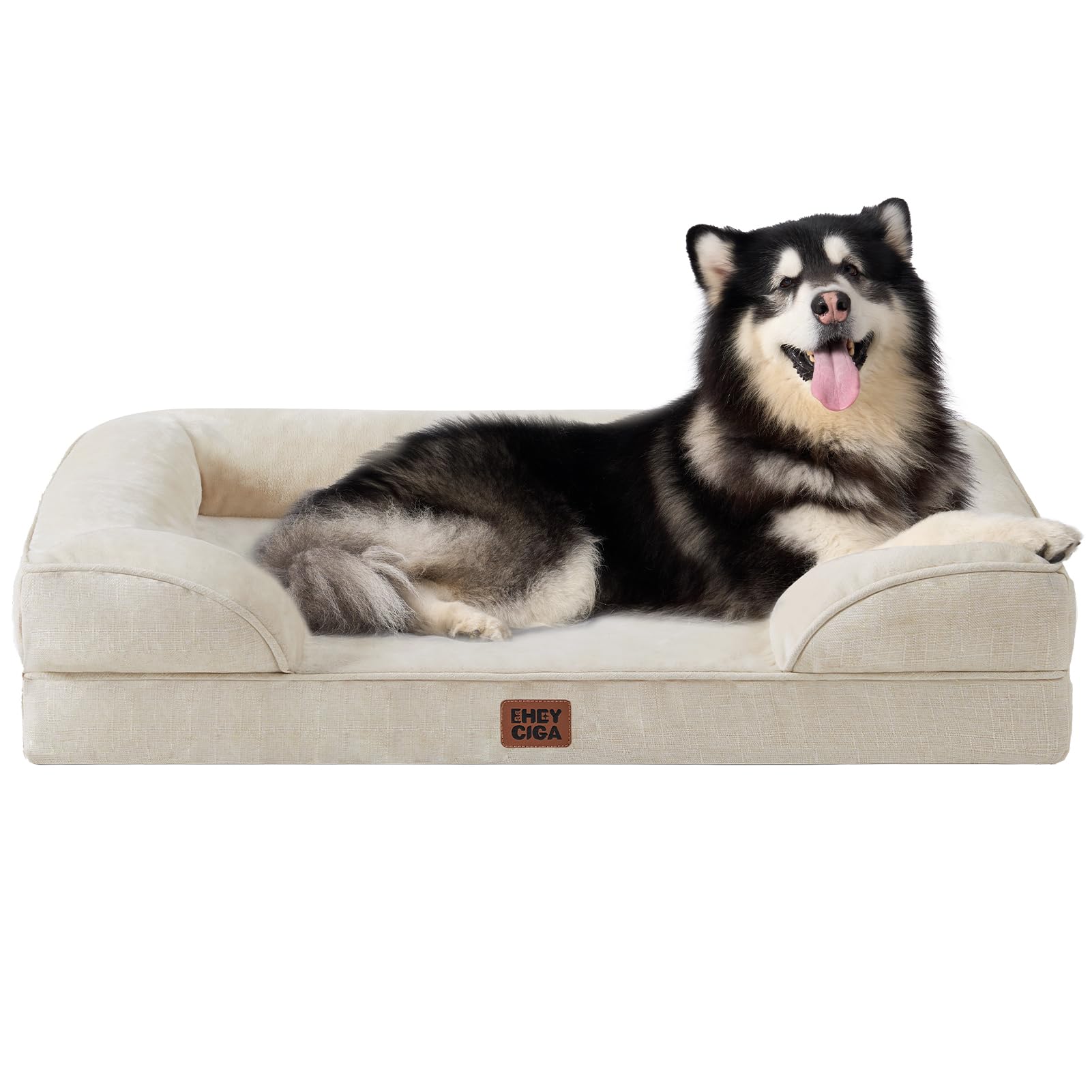 EHEYCIGA Orthopedic Dog Beds for Medium Large Extra Large Dogs, Waterproof Memory Foam XL Dog Bed with Sides, Egg-Crate Foam Couch Bed with Washable Removable Cover
