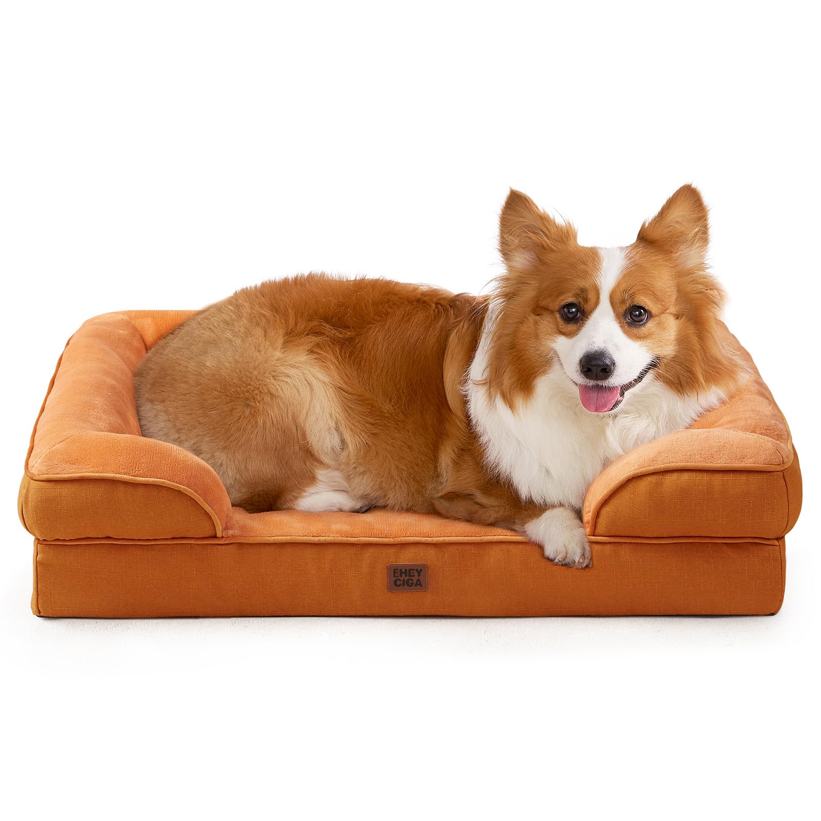 EHEYCIGA Orthopedic Dog Beds for Medium Large Extra Large Dogs, Waterproof Memory Foam XL Dog Bed with Sides, Egg-Crate Foam Couch Bed with Washable Removable Cover